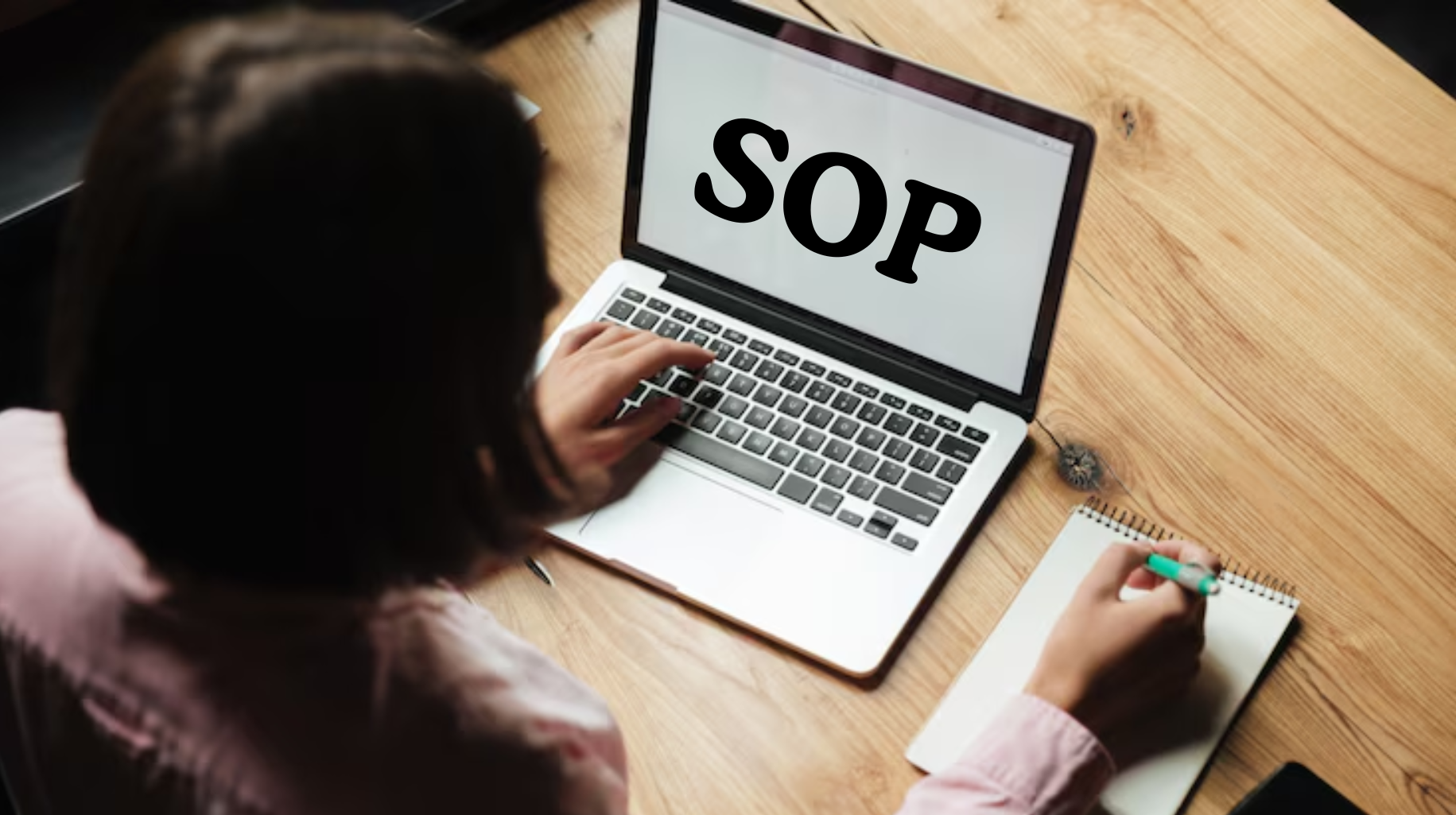 Lady writing Statement of Purpose (SOP) on her laptop for Dreamway's professional support